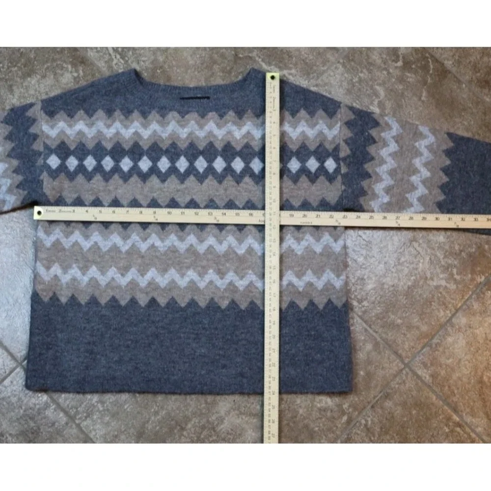 Lane Bryant Fair Isle Sweater 18/20 Gray‎ Zigzag Diamonds Wool Blend - Picture 7 of 7